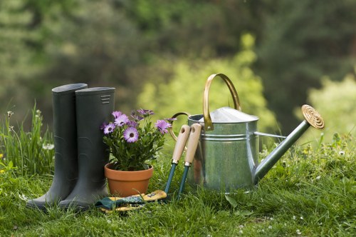 Docklands gardener at work on a terrace garden